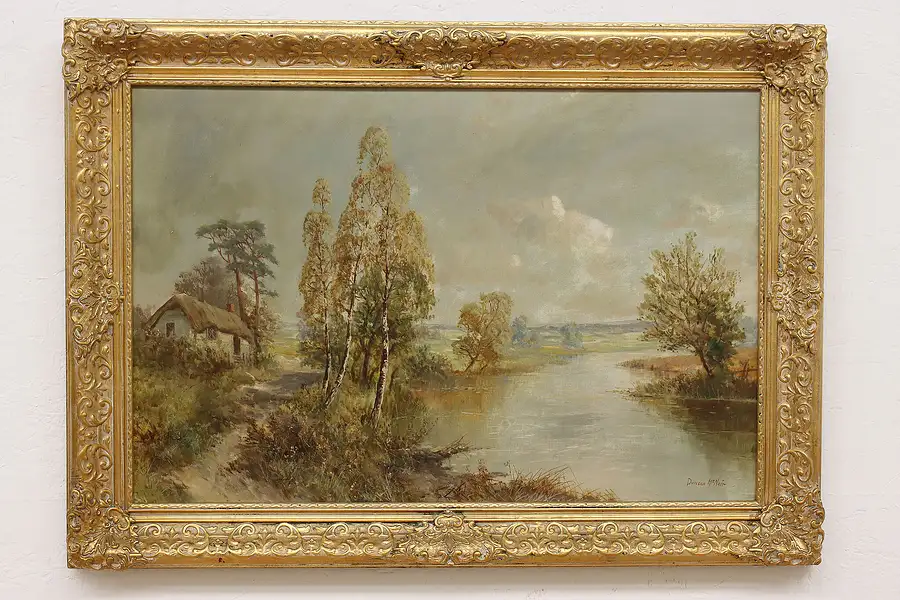 Main image of Silver Birches Antique Original Oil Painting, McNair 36"