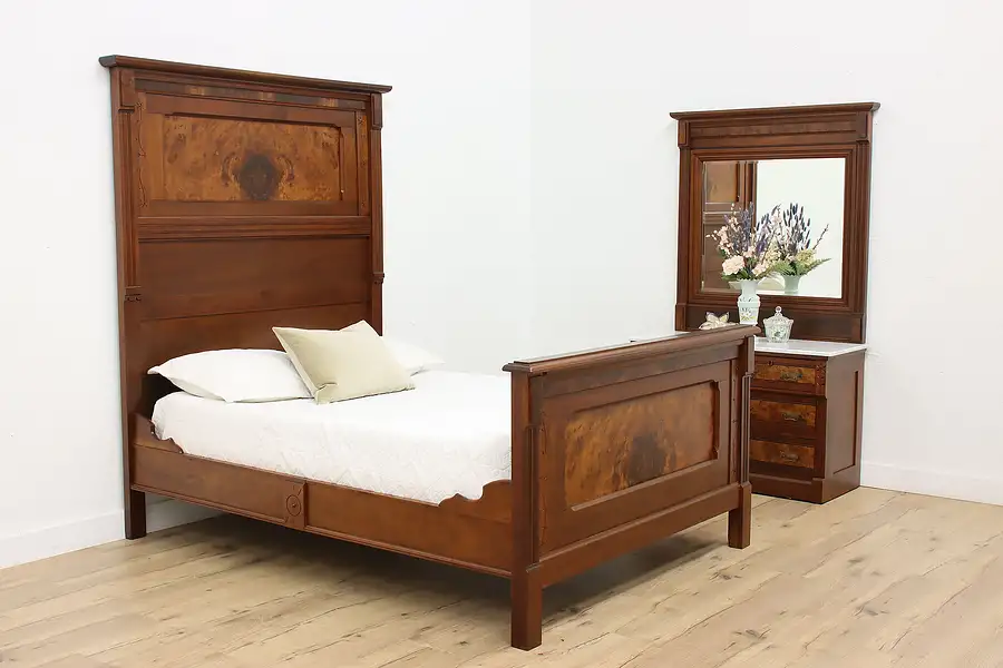 Main image of Victorian Eastlake Antique 2 Pc Bedroom Set Full Size Bed