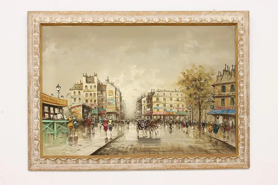 Main image of Stormy Paris Vintage Original Oil Painting, DeVity 42.5"