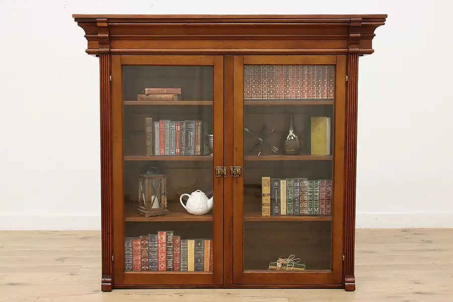 Main image of Victorian Antique Carved Library Bookcase or Display Cabinet