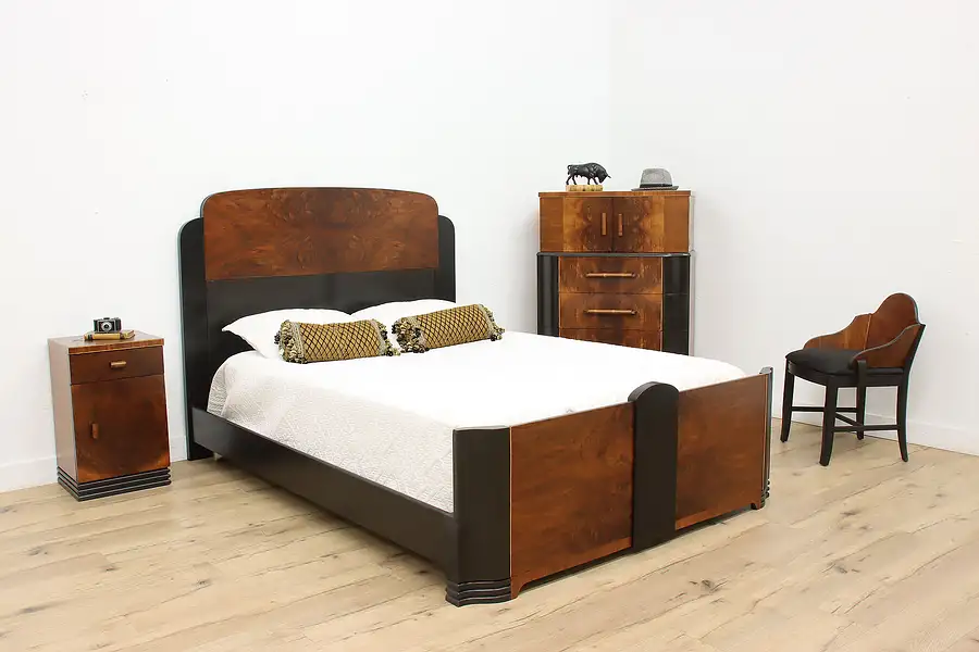 Main image of Art Deco Vintage 4 Pc. Bedroom set, Queen Size Bed, Joerns