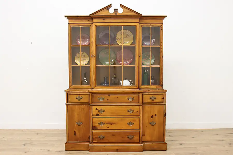 Main image of Georgian Farmhouse Vintage Pine Secretary & Bookcase, Colby