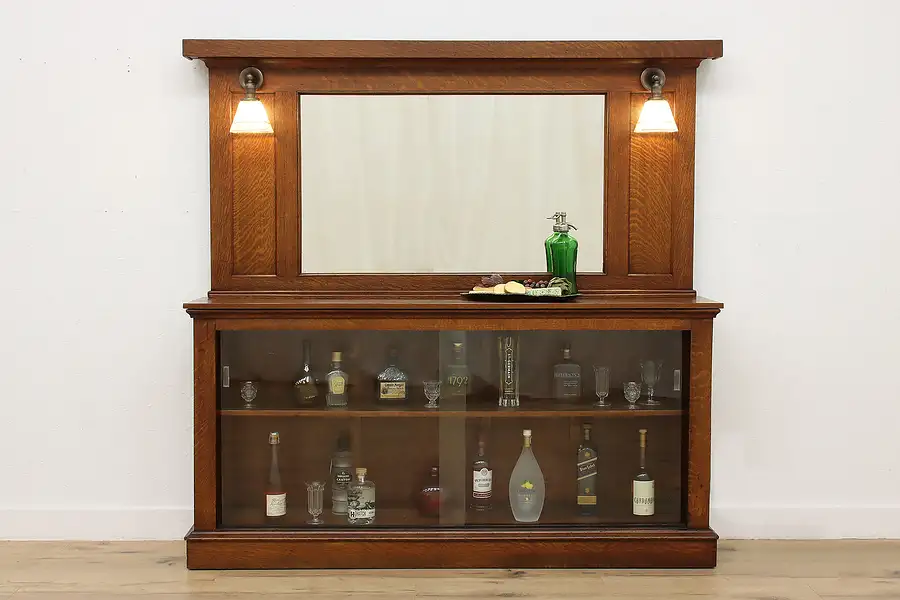 Main image of Arts & Crafts Mission Oak Antique Back Bar, Sideboard, Bar