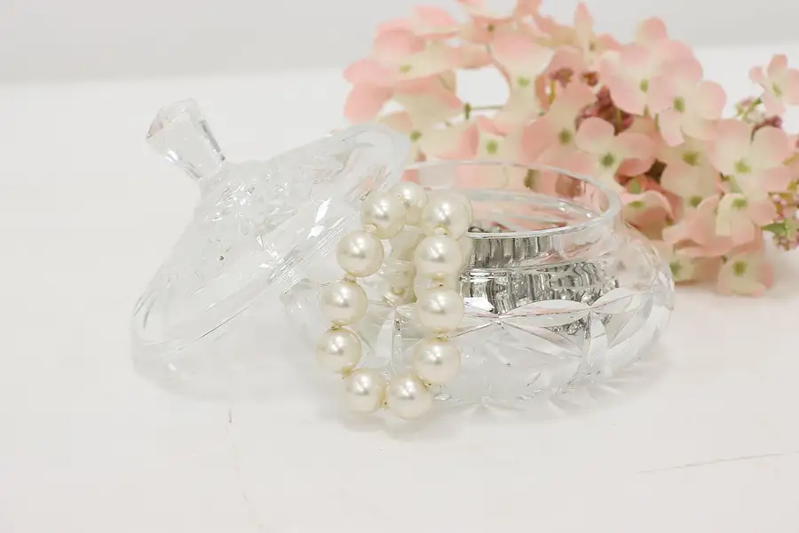 Main image of Cut Crystal Vintage Boudoir Dresser or Jewelry Jar