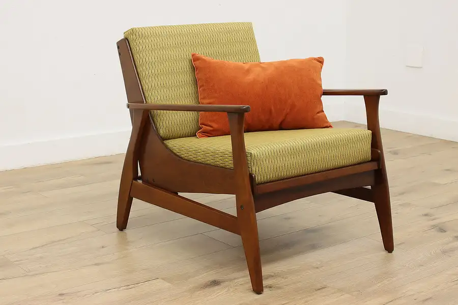 Main image of Midcentury Modern Vintage Walnut Large Chair, New Fabric