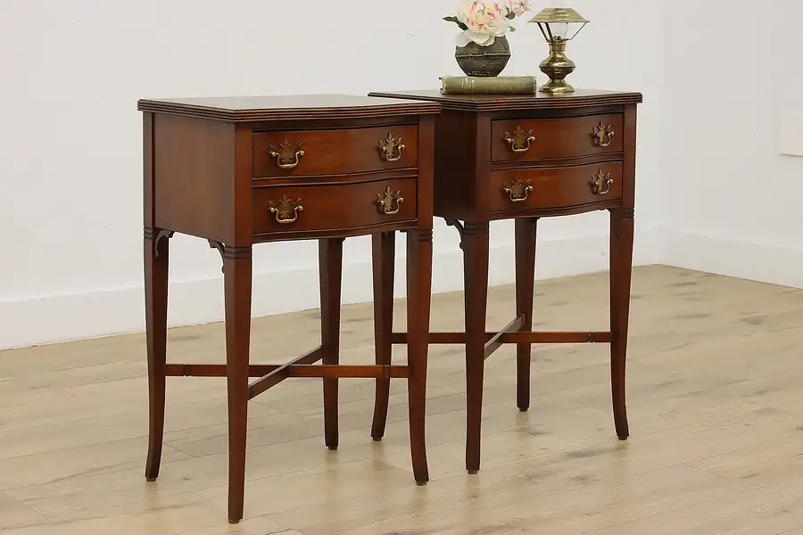 Main image of Pair of Georgian Vintage Nightstands, End or Side Tables