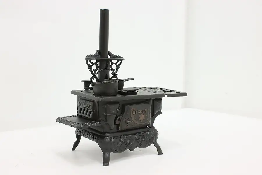 Main image of Crescent Vintage Cast Iron Miniature Stove & Pots