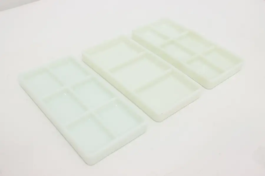 Main image of Set of 3 Antique Milk Glass Dental Trays, American Cabinet