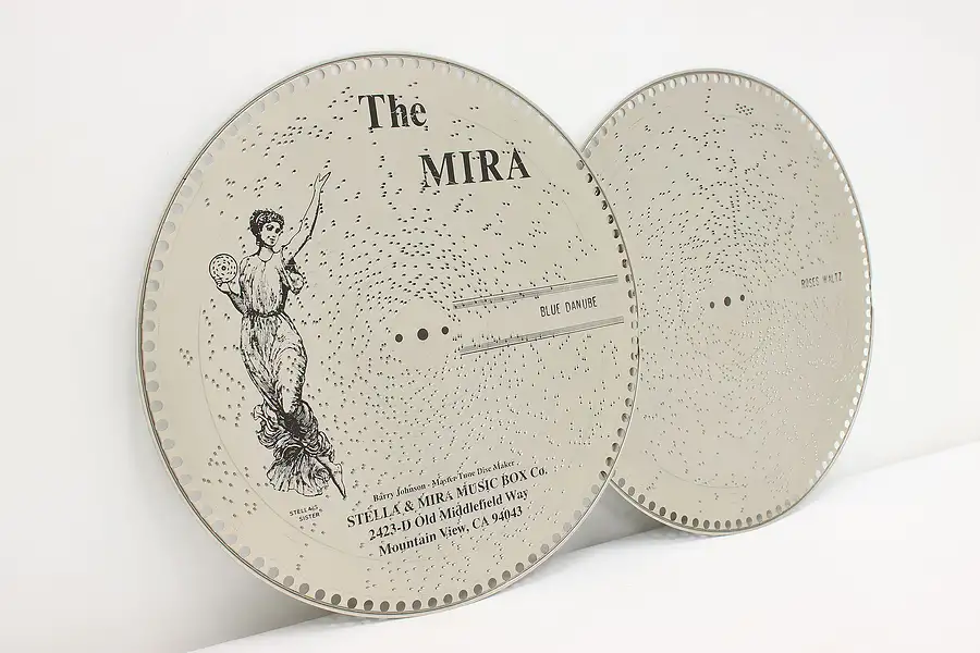 Main image of Pair of Antique Empress & Mira 15.5" Music Box Discs, Danube