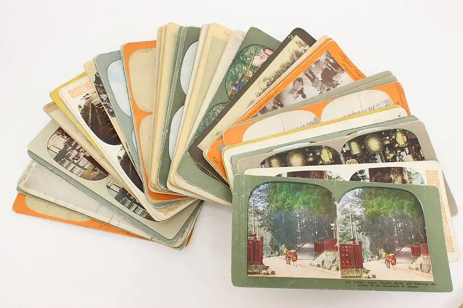 Main image of Set of 50 Victorian Antique Stereoscope Viewer Cards