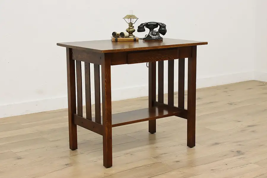 Main image of Craftsman Antique Mission Oak Office Desk or Library Table