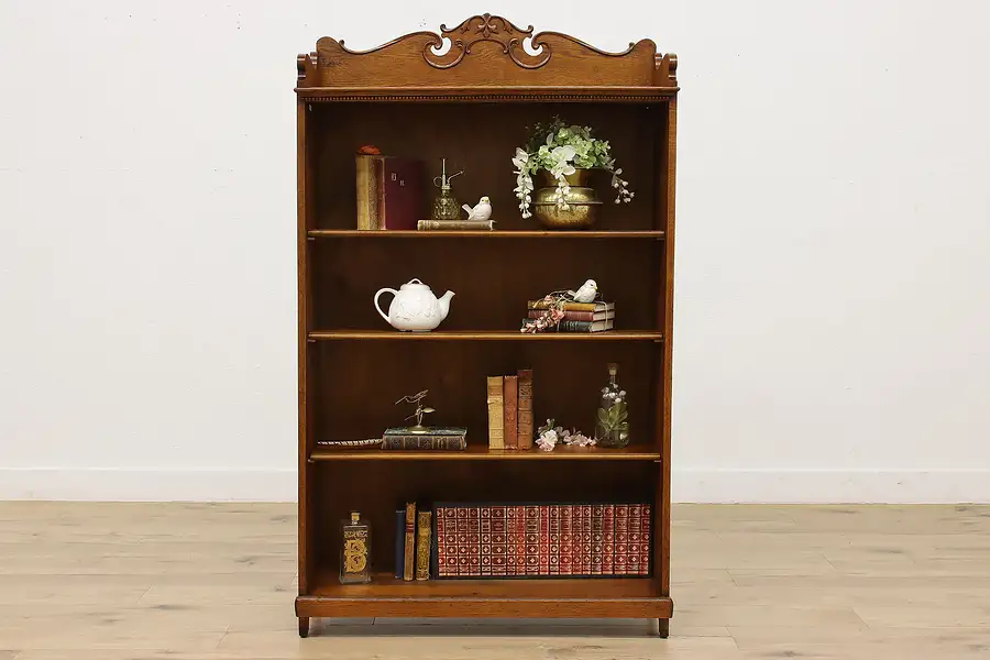 Main image of Victorian Antique Oak Office Library Bookcase or Display