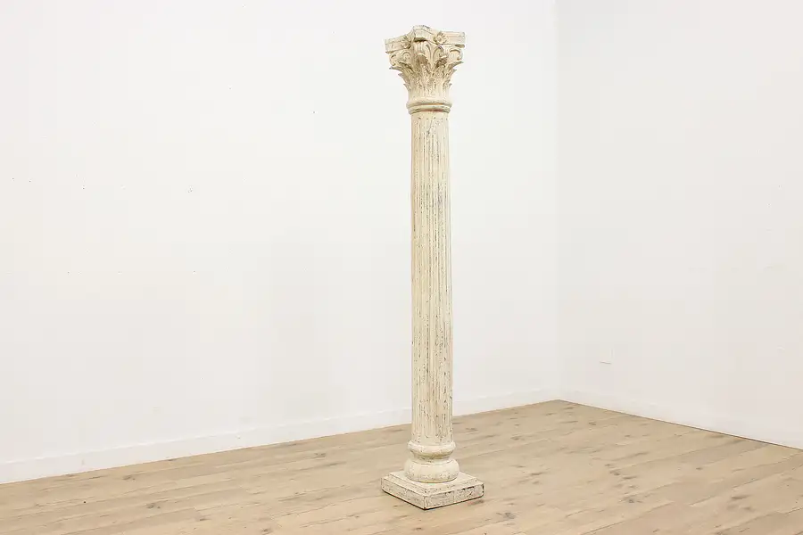 Main image of Corinthian Architectural Salvage 8' Whitewash Fluted Column