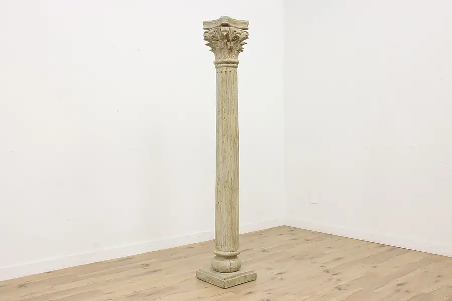 Main image of Corinthian Architectural Salvage 8' Whitewash Fluted Column