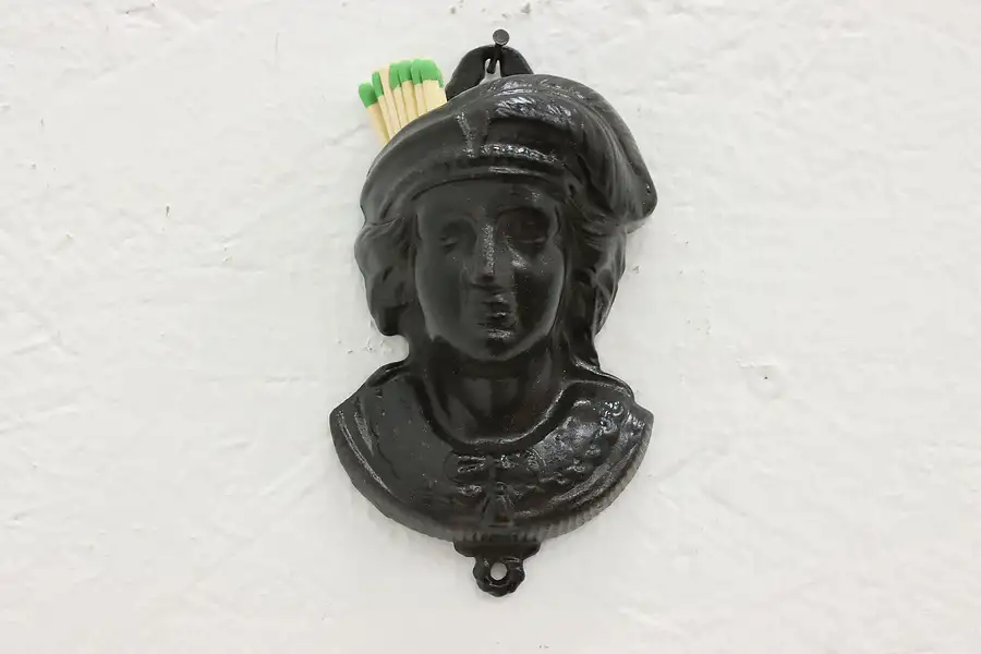 Main image of Victorian Antique Cast Iron Woman Toothpick or Match Holder