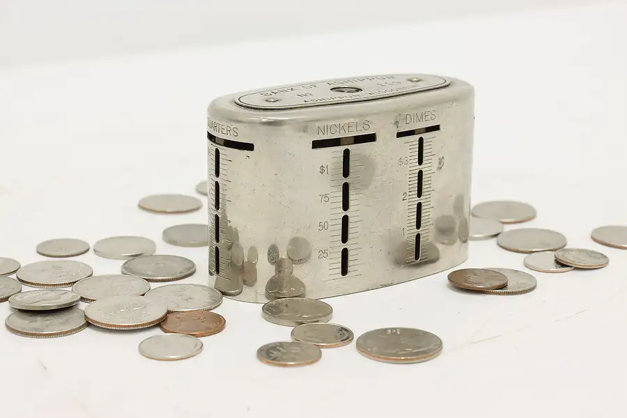 Main image of Nickel Plated Antique Recording Coin Bank, Ashippun