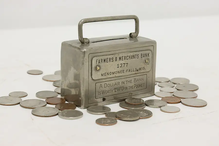 Main image of Farmers & Merchants Vintage Nickel Coin Bank, Deposit