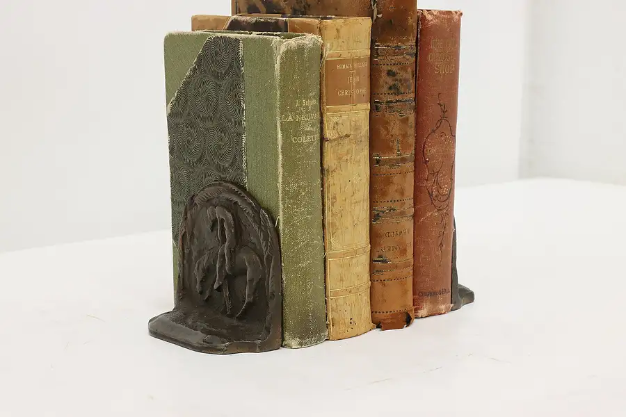 Main image of Pair of Antique Cast Iron "End of the Trail" Bookends