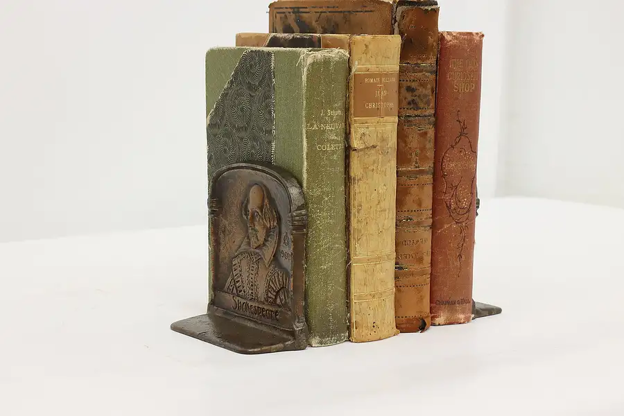 Main image of Pair of Antique Cast Iron Shakespeare Library Bookends, DAL