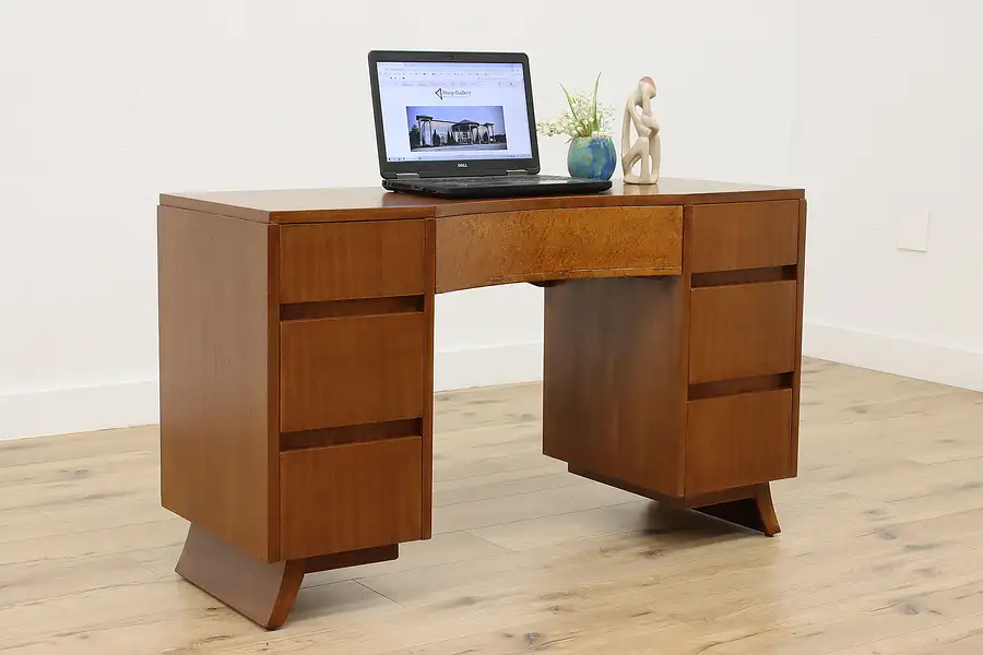 Main image of Midcentury Modern Vintage Mahogany Desk Boudoir Vanity Rway