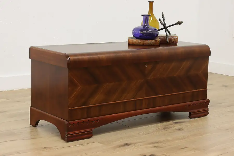 Main image of Art Deco Waterfall Vintage Cedar Lined Blanket Chest, Trays