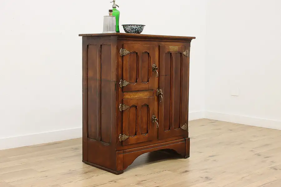 Main image of Farmhouse Antique Oak Kitchen Ice Box or Pantry, Herrick