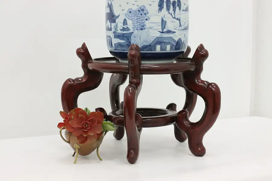 Main image of Chinese Vintage Carved Rosewood Sculpture or Plant Stand