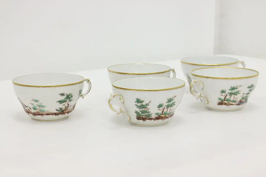 Main image of Set of 5 Vintage Italian Porcelain Tea Cups, Mantova Ginori