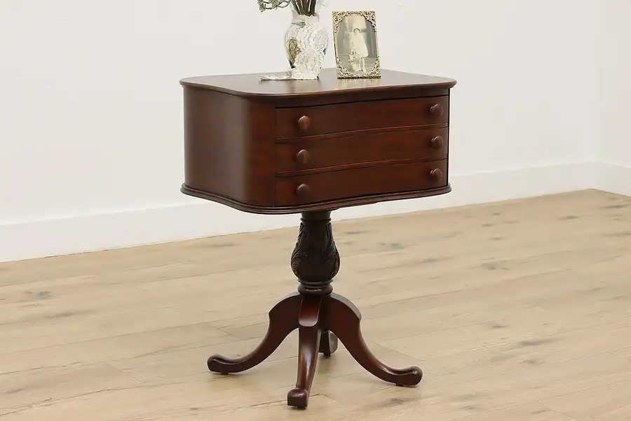 Main image of Empire Antique Mahogany Nightstand, Sewing or Lamp Table