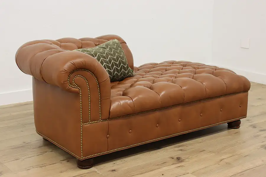 Main image of Chesterfield Vintage Faux Leather Chaise Lounge or Couch