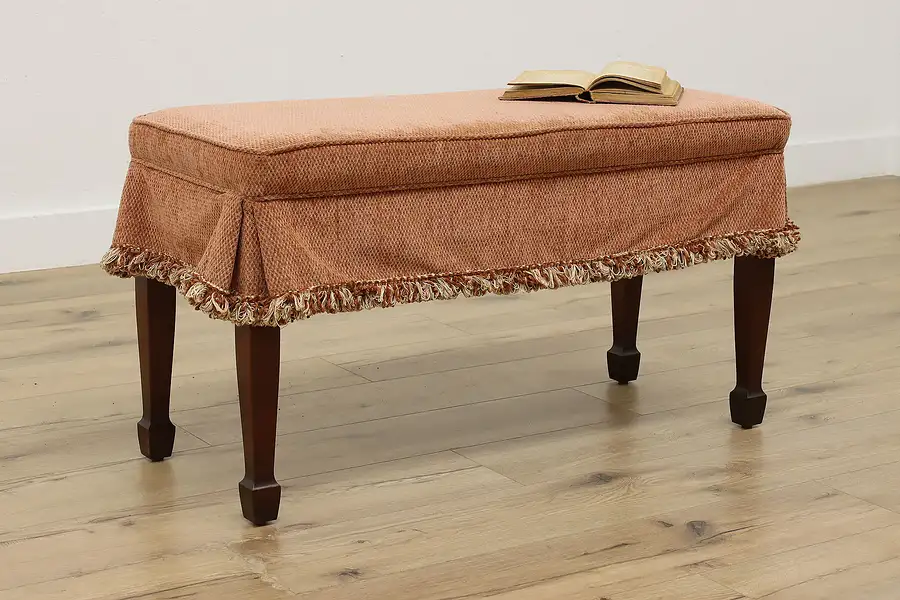 Main image of Traditional Vintage Upholstered Birch Piano or Hall Bench