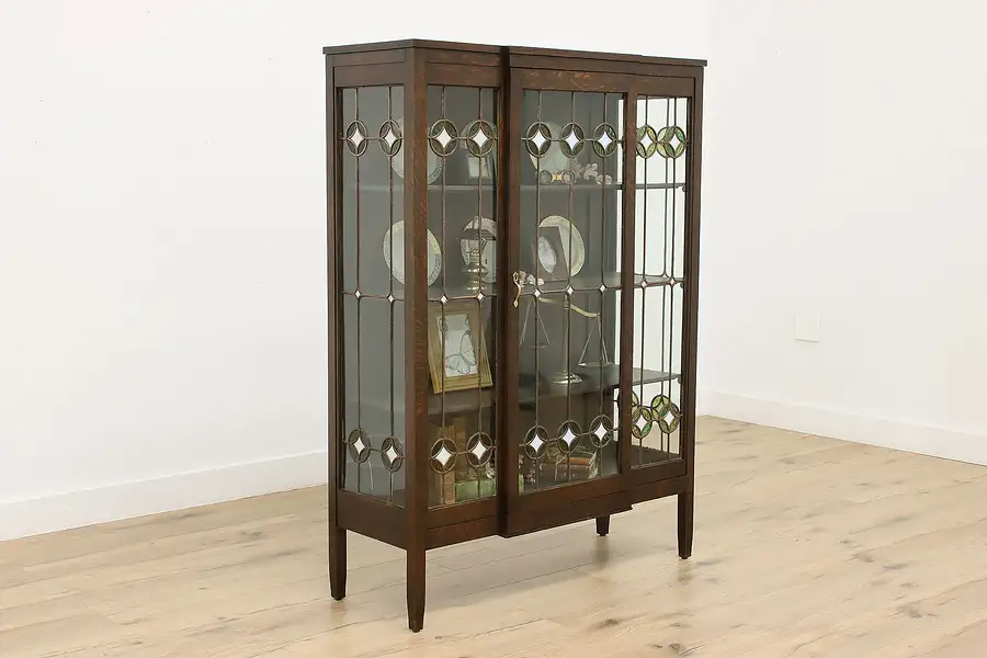 Main image of Craftsman Antique Leaded Glass China Cabinet Faribault