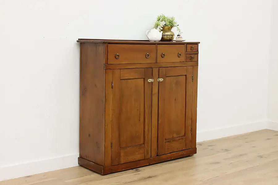 Main image of Farmhouse Antique Pine Jelly Cupboard Kitchen Pantry Cabinet