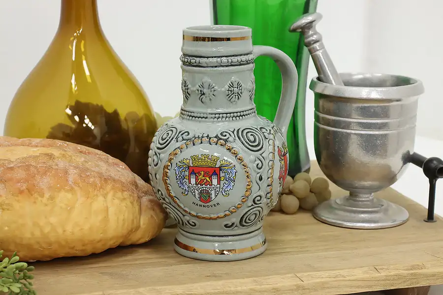 Main image of German Cities Vintage Painted Stoneware Beer Stein Mug, King