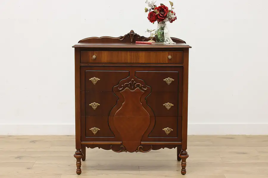 Main image of English Tudor Antique Tall Walnut Dresser or Chest, Lewis