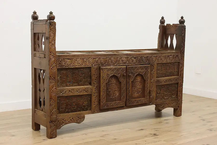 Main image of Swat Valley Antique Carved Dowry Chest TV Console Pakistan