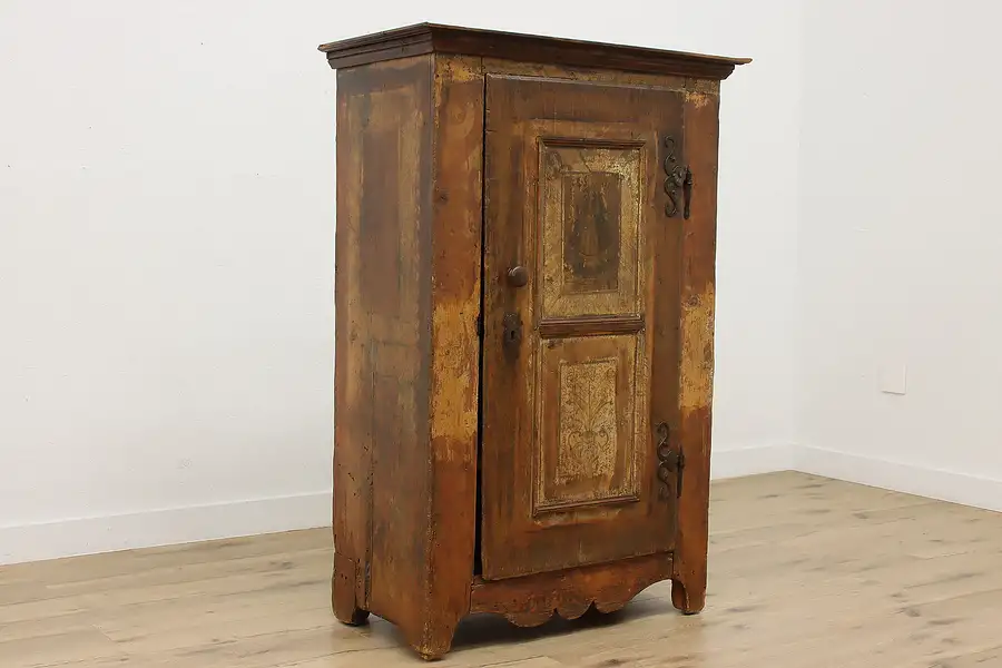 Main image of Farmhouse Antique 1790 Folk Art German Pine Armoire Wardrobe