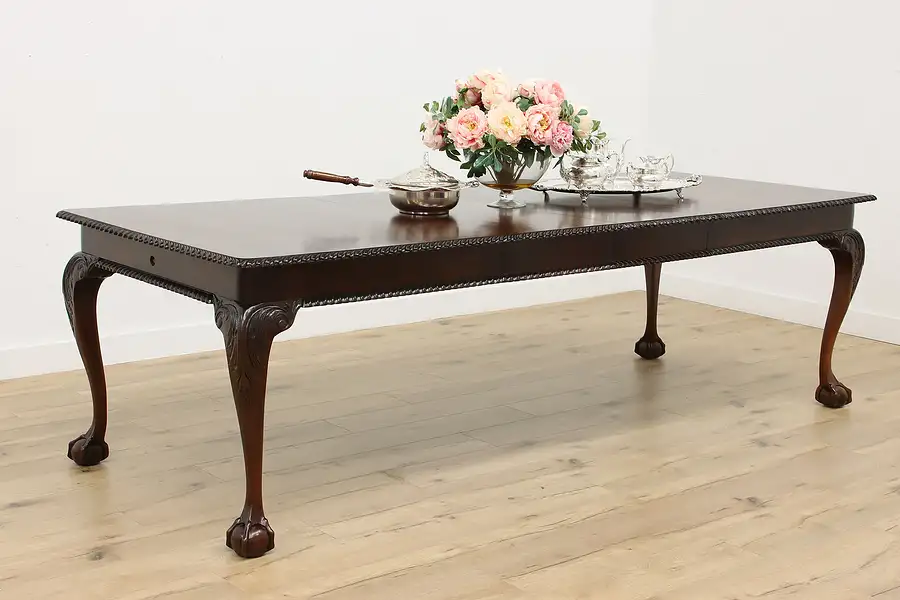 Main image of Georgian Vintage Mahogany Dining Table, Crank Open, 2 Leaves