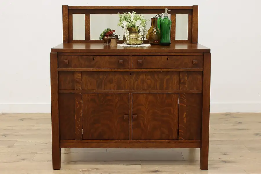 Main image of Arts & Crafts Mission Oak Antique Sideboard Server or Buffet