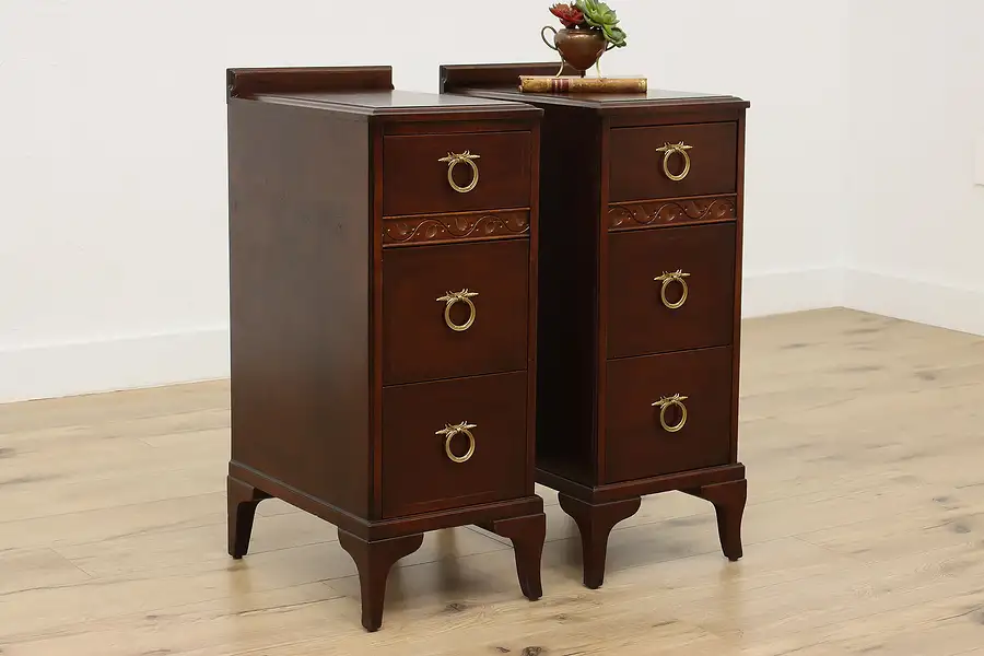 Main image of Pair of Antique Mahogany Nightstands Side or End Tables