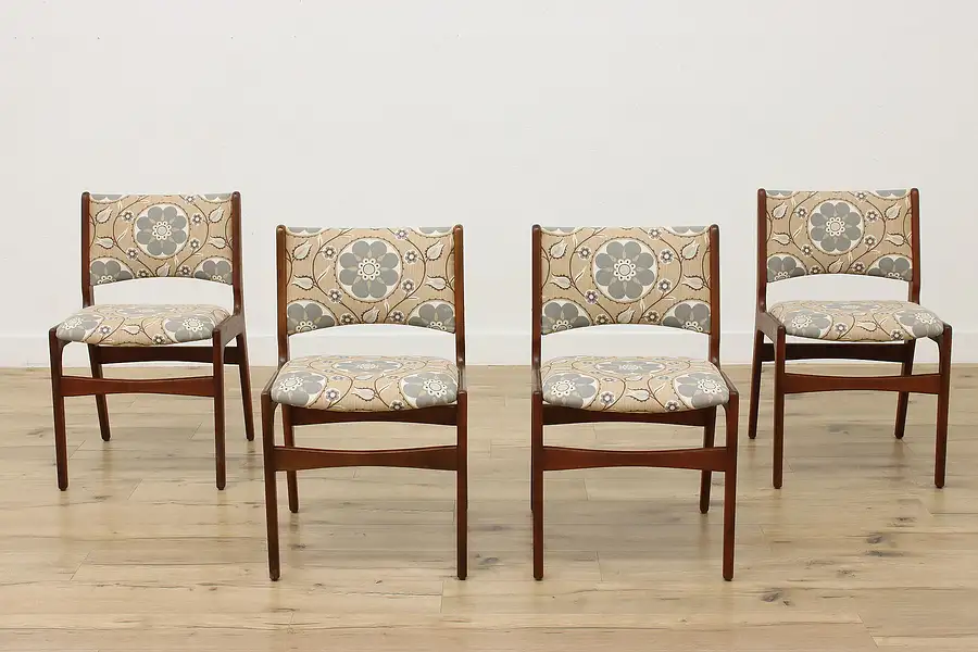 Main image of Set of 4 Midcentury Modern Upholstered Teak Dining Chairs