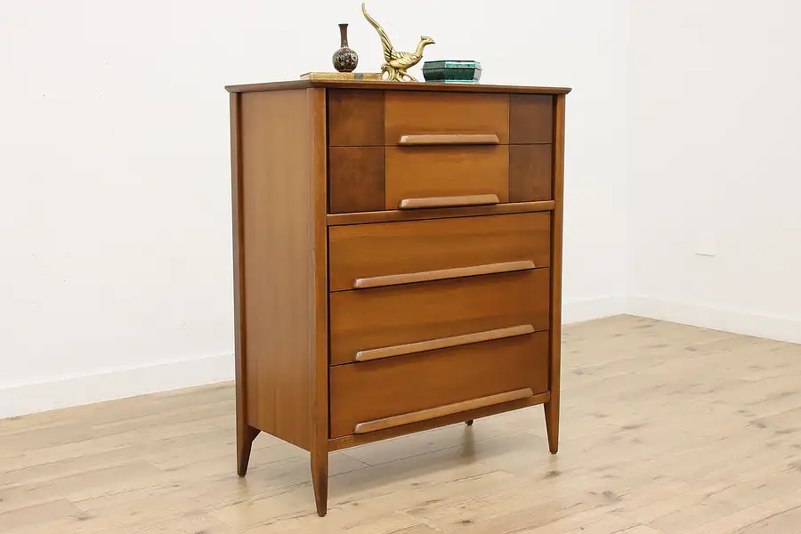 Main image of Midcentury Modern Vintage Walnut Tall Dresser Chest, Stanley