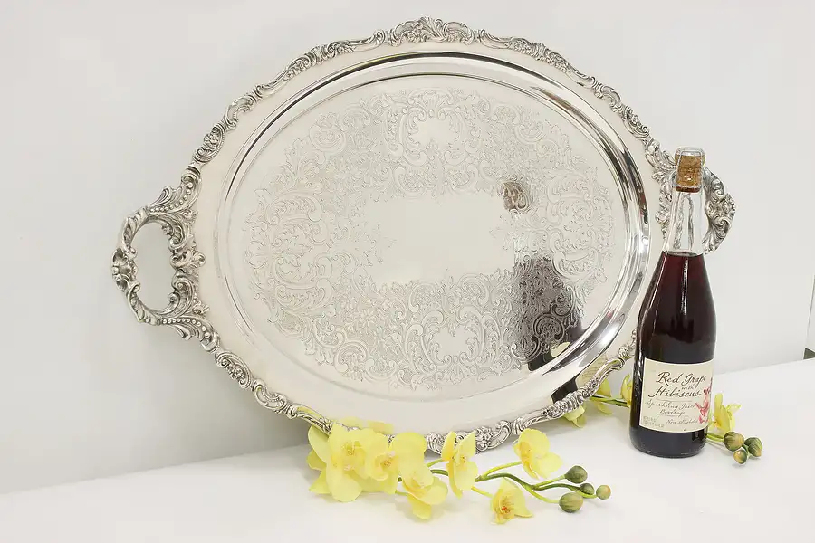 Main image of Baroque by Wallace Vintage 29" Silverplate Serving Tray