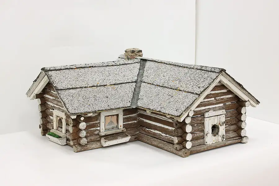 Main image of Farmhouse Vintage Log Cabin Folk Art Bird House