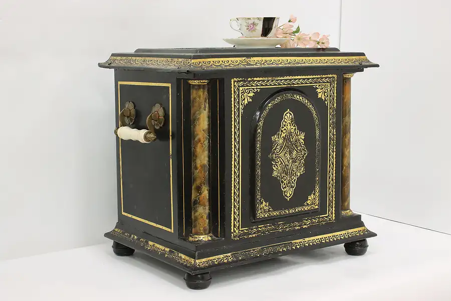 Main image of Victorian Antique Gilt Iron Fireplace Coal Hod Scuttle