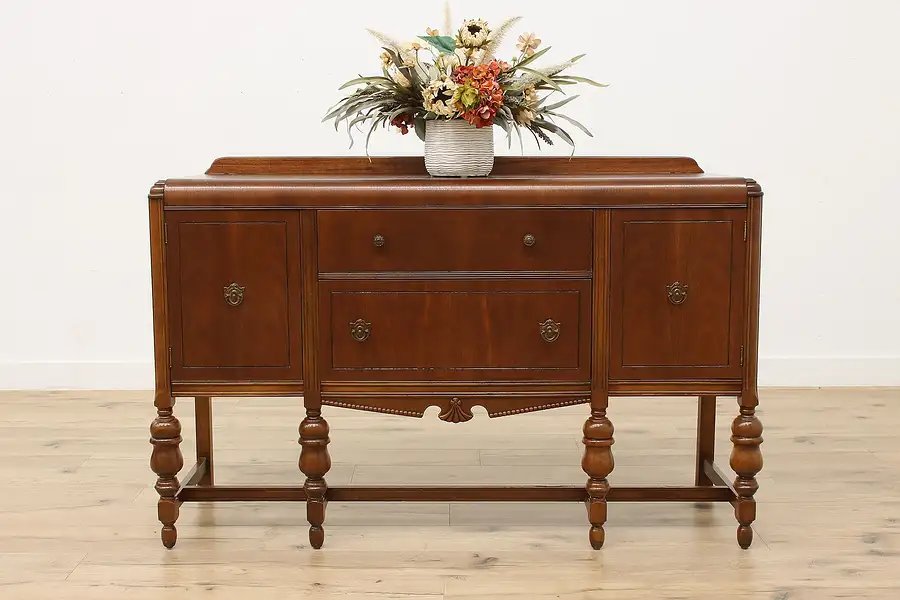 Main image of Art Deco Waterfall Vintage Walnut Sideboard Buffet or Bar