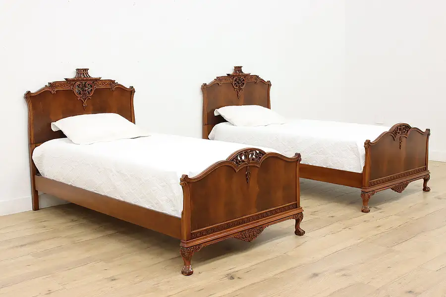 Main image of Pair of French Design Antique Mahogany Twin Beds, Joerns