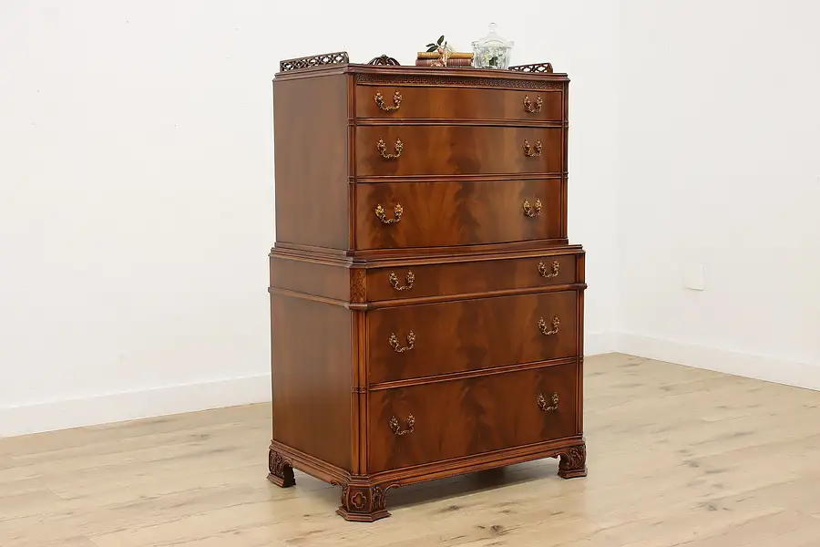 Main image of French Design Antique Mahogany Tall Chest Dresser, Joerns