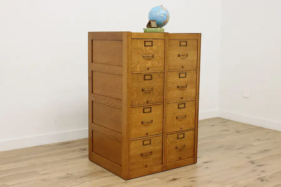 Main image of Traditional Oak Antique Double Office File Cabinet, Globe