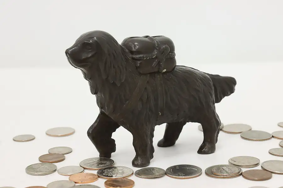 Main image of Farmhouse Antique Cast Iron St. Bernard Dog Coin Bank